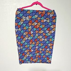 LuLaRoe Cassie Blue and Orange Pencil Skirt